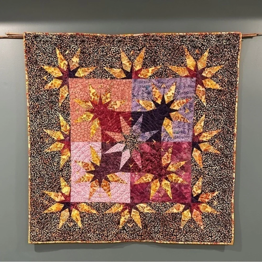 39x39” Multicolor Star Pattern Handcrafted Quilt wall hanging art
